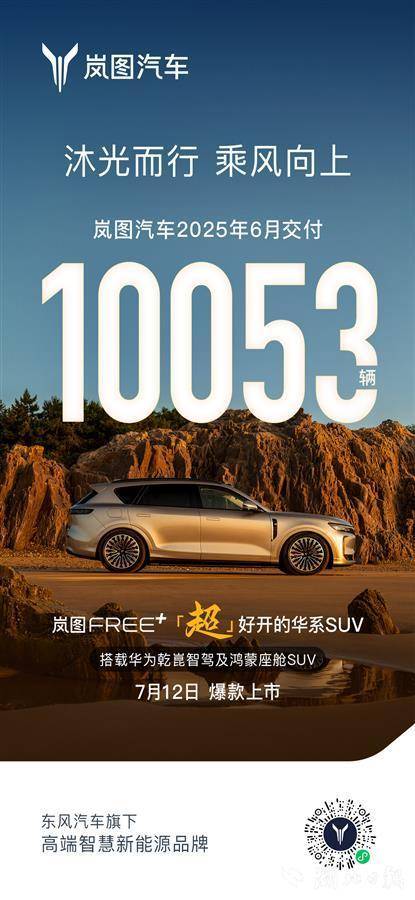 配资指数网 连续4个月破万！岚图汽车上半年销量同比增长85%